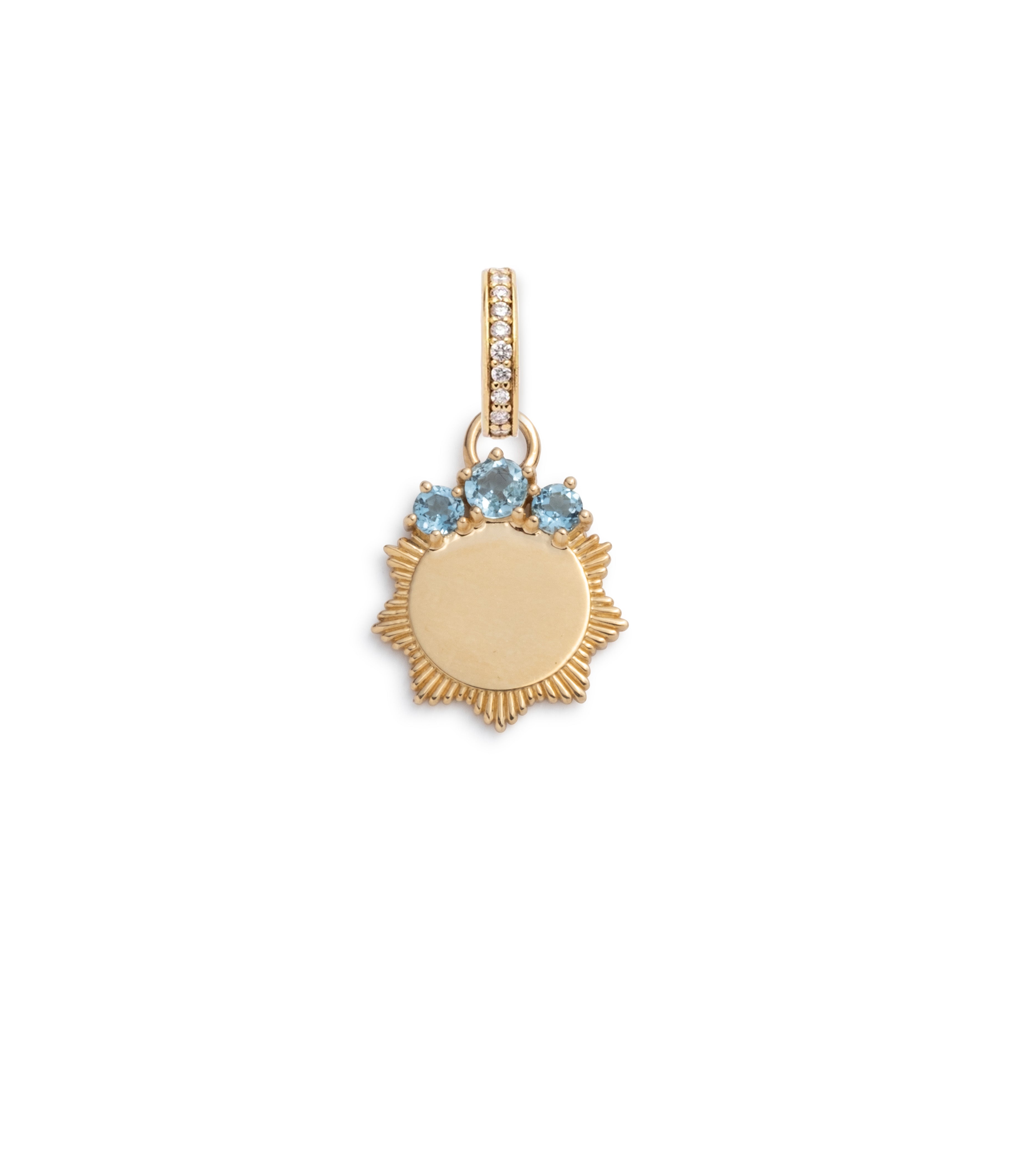 Engravable Aquamarine Miniature Medallion with Annex Link - Perfect for Personalized Jewelry, Gifts & Keepsakes