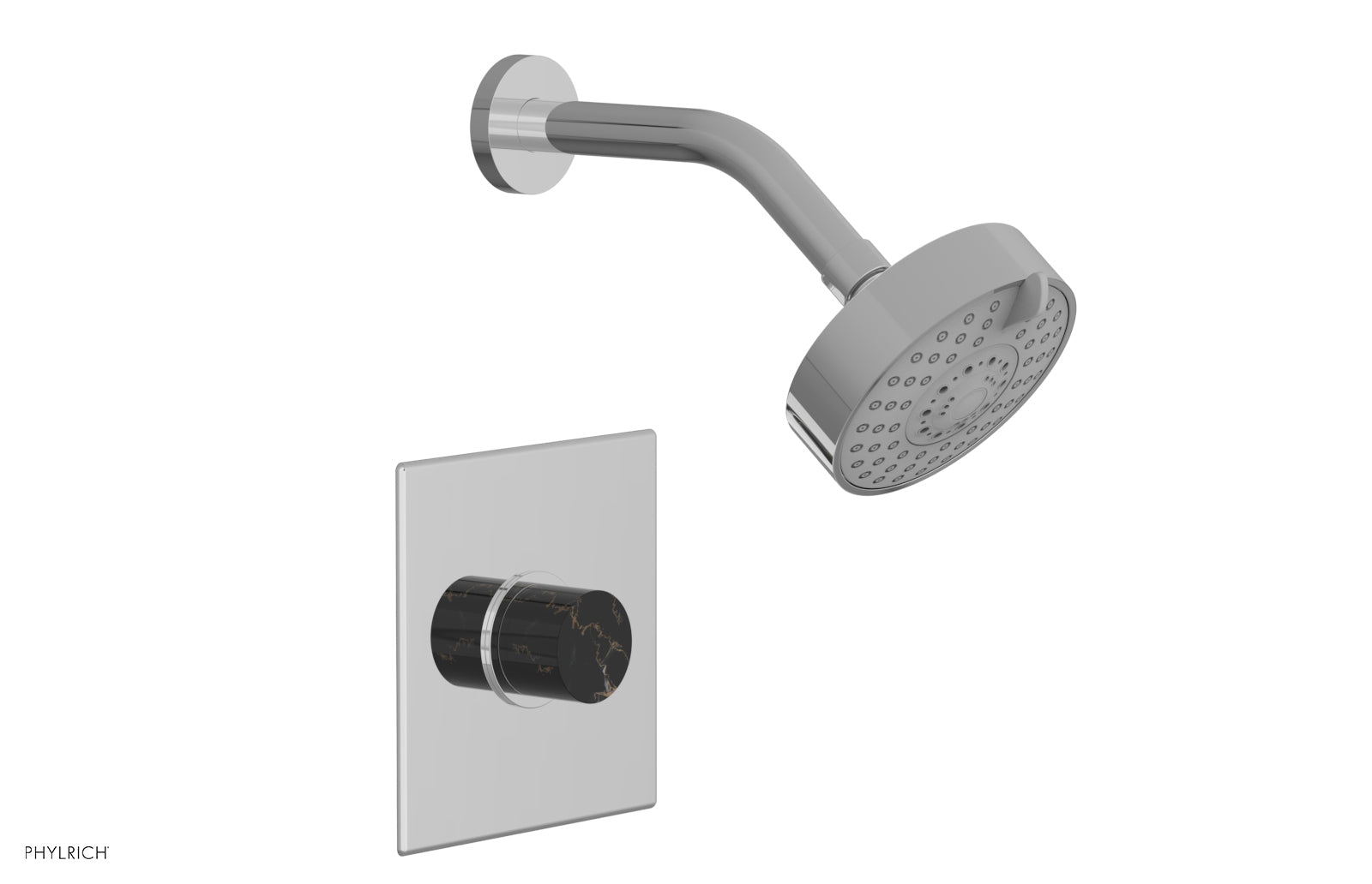 BASIC II Pressure Balance Shower Set with Black Marble Handle - 230S 23 Series for Modern Bathroom & Spa Experience