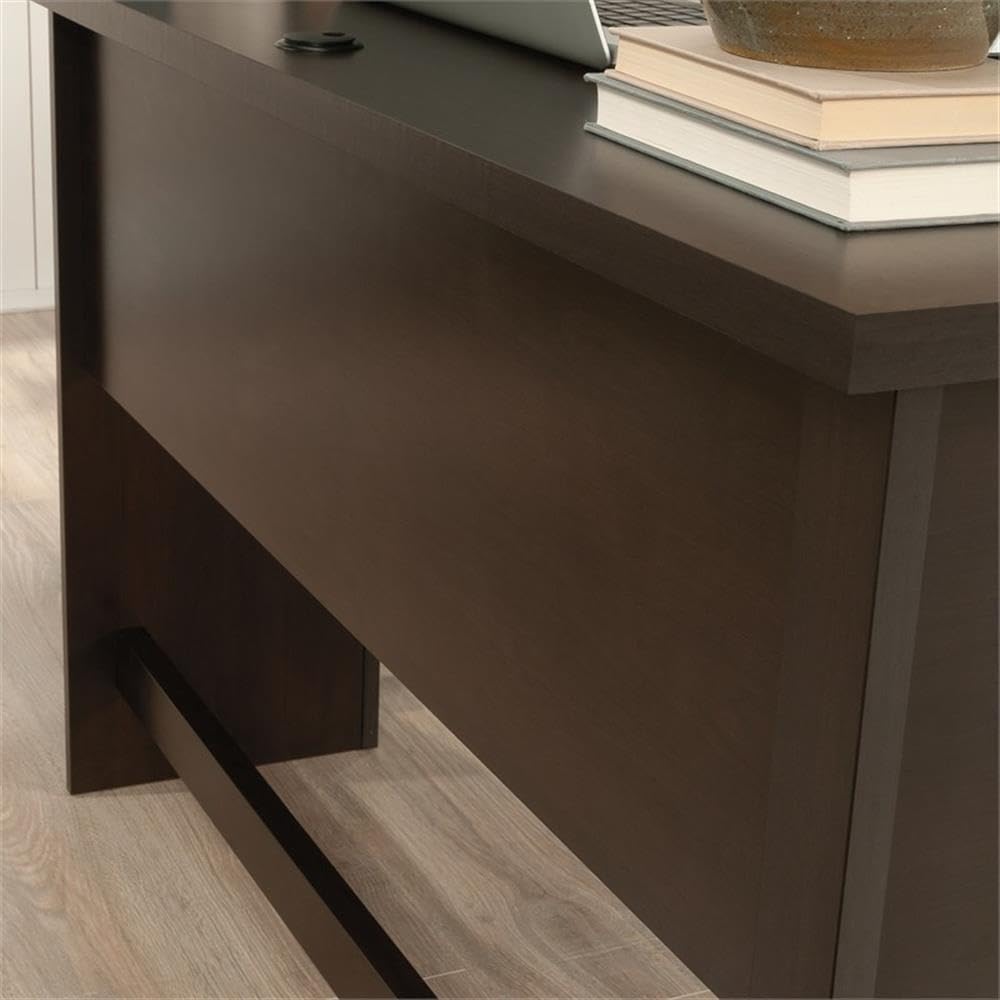 Pemberly Row Contemporary Engineered Wood L-Shaped Desk in Cinnamon Cherry Finish - Perfect for Home Office & Gaming Setup
