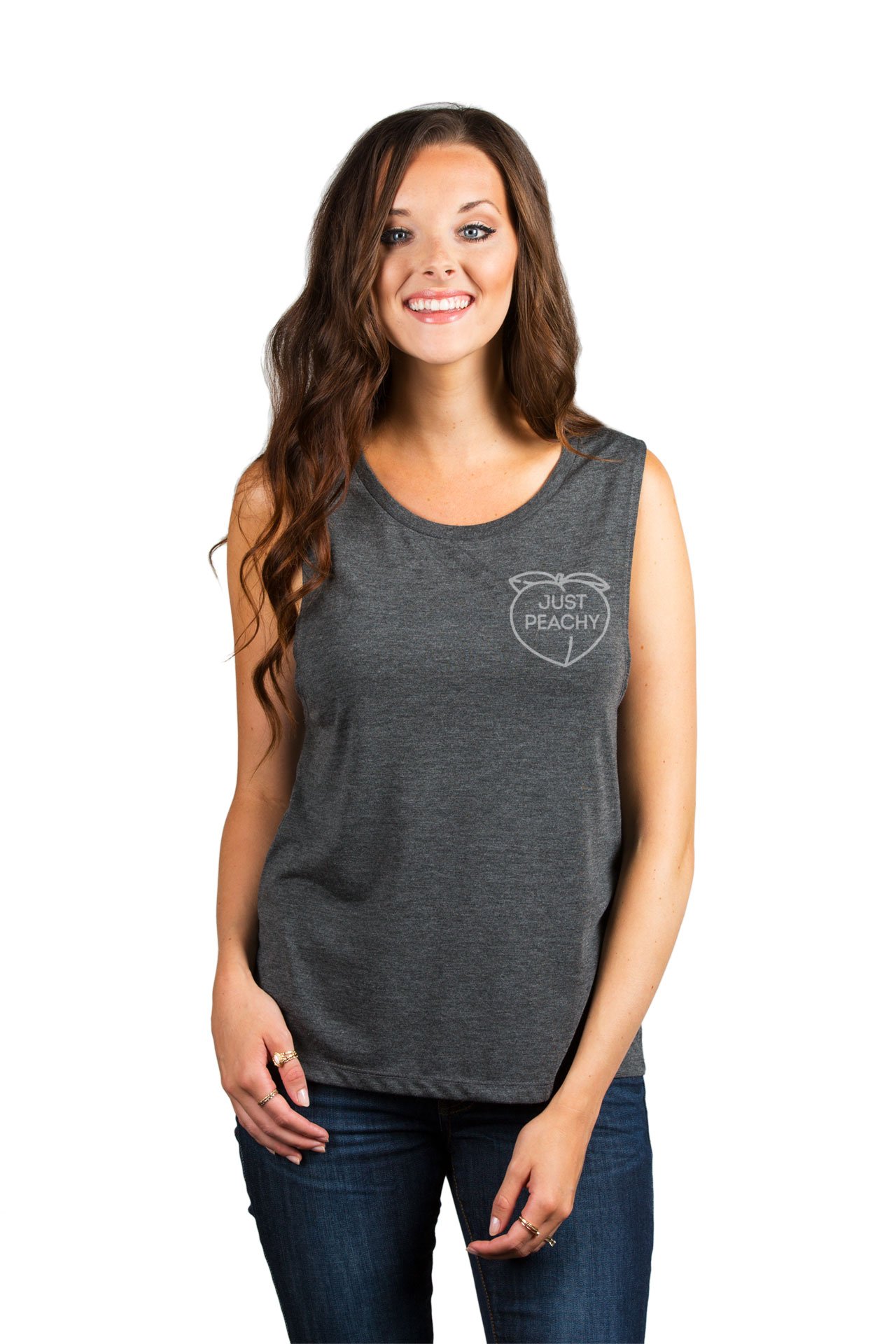 Just Peachy Women's Fashion Sleeveless Muscle Tank Top Tee - Soft Stretchy Workout Shirt for Gym, Yoga & Summer Outfits
