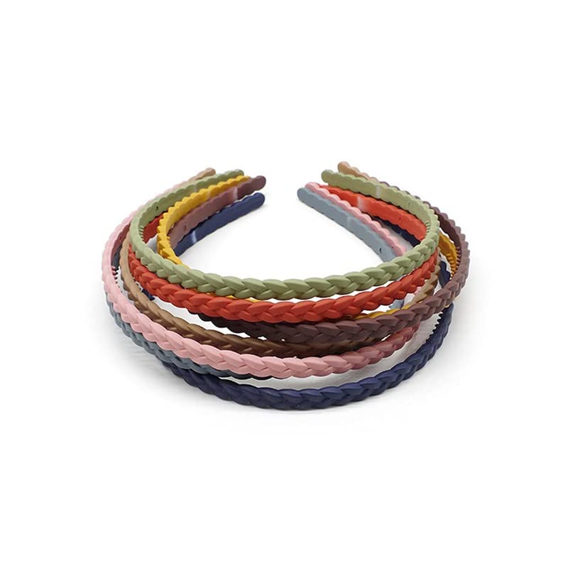 Women's Fashion Braided Plastic Twist Thin Headbands - 6pcs Set, Glitter Hairbands & Elastics for Thick or Fine Hair - Perfect for Workouts, Yoga, Office & Everyday Styling