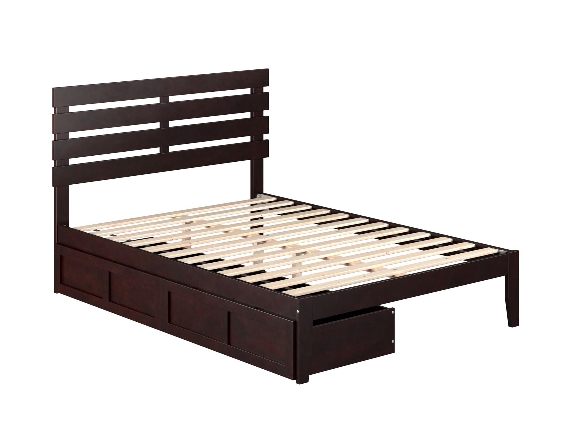AFI Oxford Full Size Platform Bed Frame with Storage Drawers & USB Charging Station - Espresso Brown Wooden Bed for Small Spaces, Dorm Rooms & Guest Bedrooms