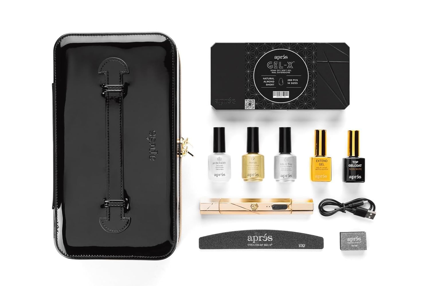Apres Gel-X Nail Extension Kit - Professional Starter Set with 14 Sizes (00-9) & Half Sizes, Soft Gel Tips for Natural Almond Short Nails - 2025 Edition - Perfect for Salon, Home Manicures & Special Occasions