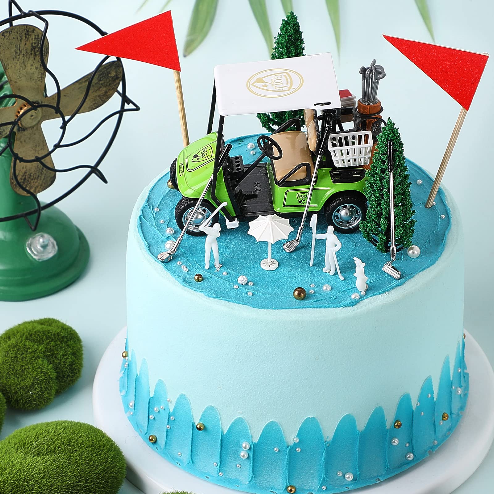 21-Piece Golf Cake Toppers Set - Golf Cart, Clubs, Balls, Trees & Umbrellas for Birthday Cupcake Decorations | Perfect for Golf-Themed Parties, Baby Showers & Retirement Celebrations