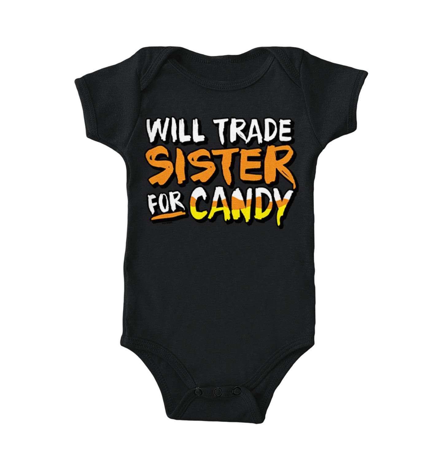 Haase Unlimited Funny Sibling Bodysuit - 'Will Trade Sister For Candy' Novelty Onesie for Baby & Toddler - Perfect for Family Gifts, Sibling Rivalry Jokes & Playful Outfits