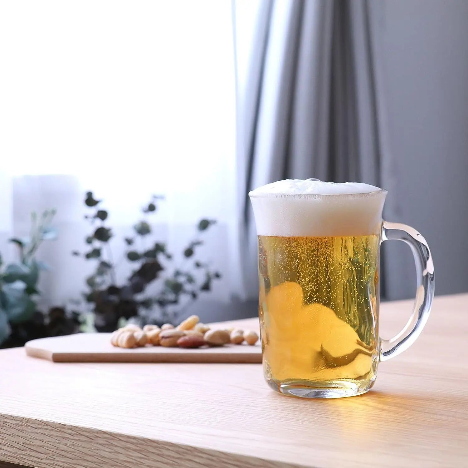 Aderia Tebineri Soda Lime Glass Beer Mug Set of 3 - Durable & Clear Drinking Glasses for Beer, Cocktails, Iced Coffee - Perfect for Home Bar, Parties, and Outdoor Gatherings