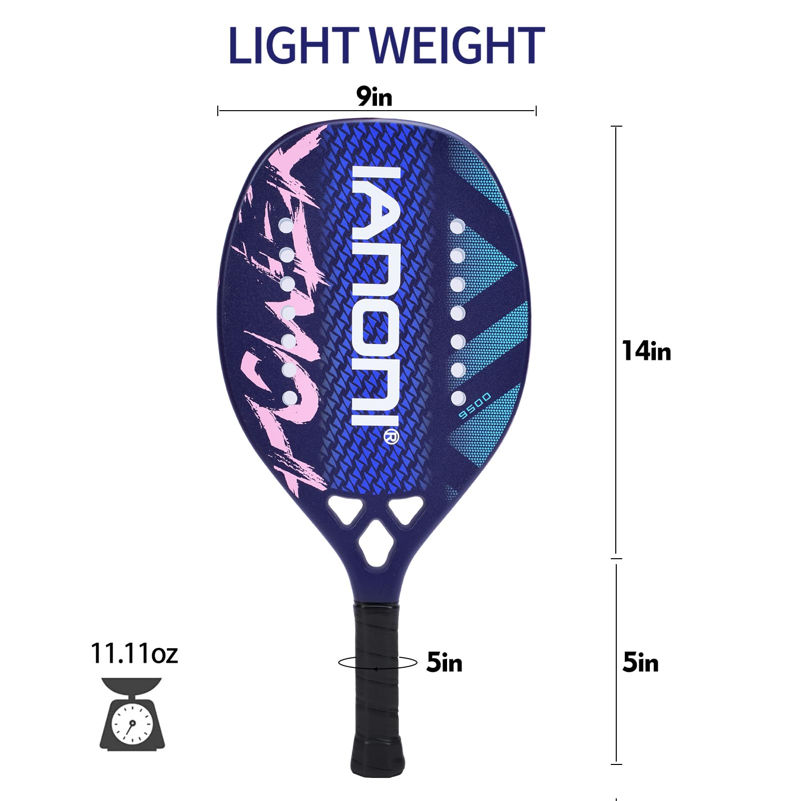 Premium Carbon Fiber Beach Tennis Paddle with EVA Memory Foam Core - Lightweight & Durable Racket for Outdoor Beach Tennis, Backyard Games & Summer Sports Activities