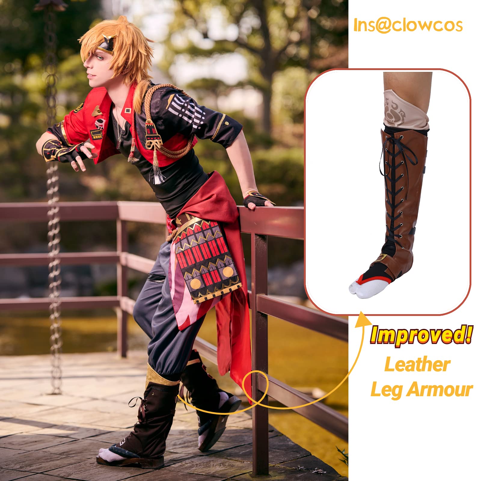 Genshin Impact Thoma Cosplay Costume for Men - Official Game Character Halloween Outfit | Anime Convention, Cosplay Party & Halloween Costume