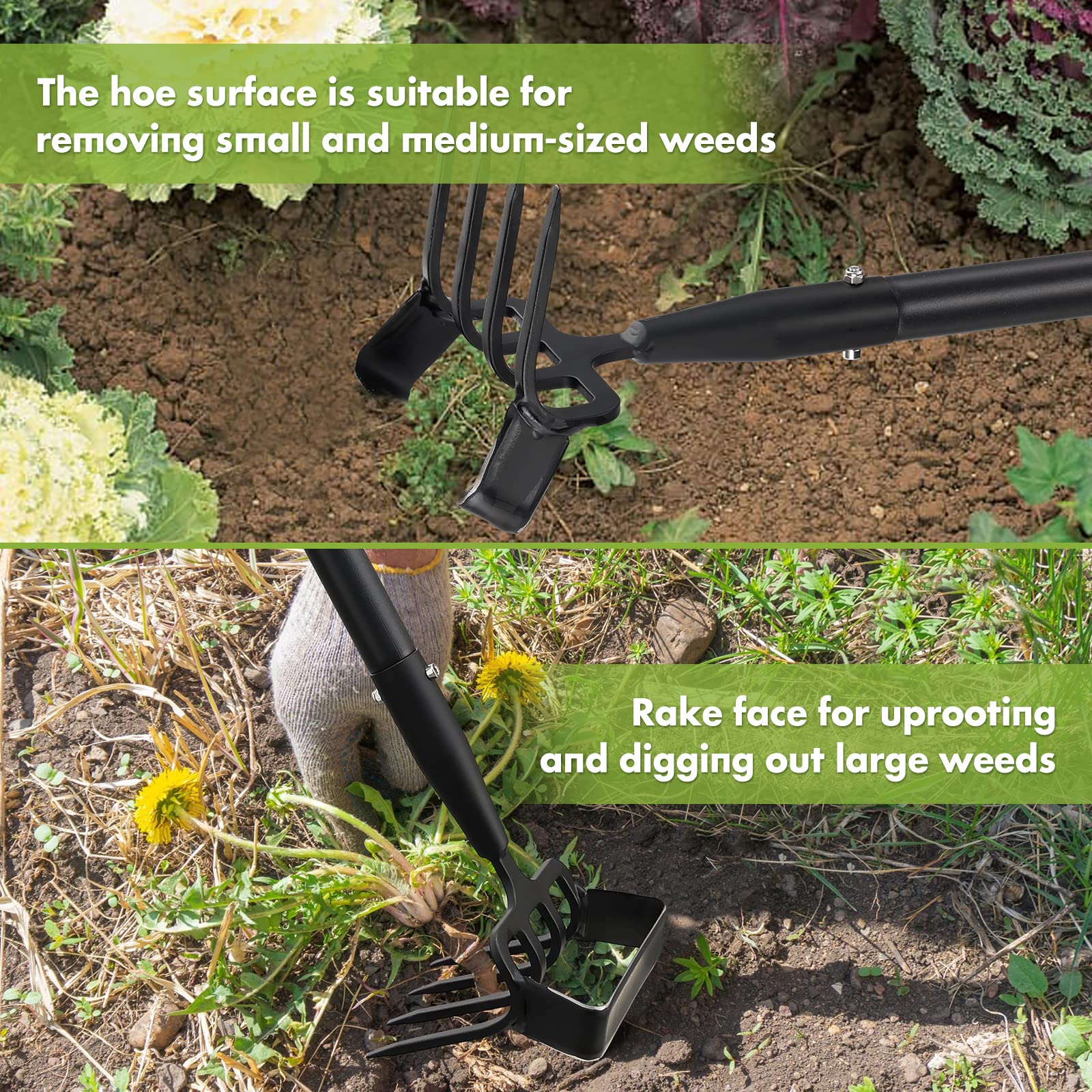 2-in-1 Weed Puller & Garden Hoe Tool with Adjustable 37