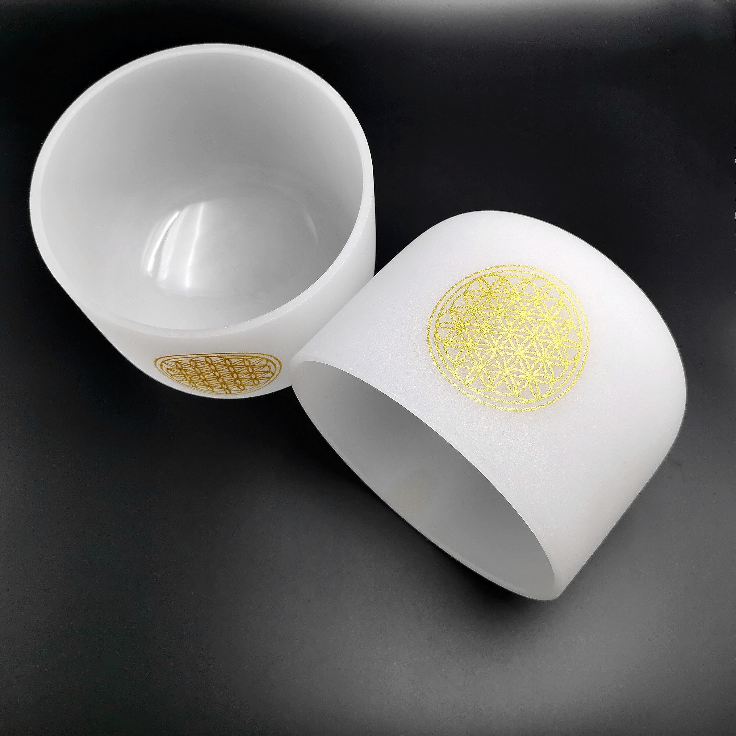 528Hz 8 Inch C Note Flower of Life Crystal Singing Bowl - Sound Healing & Meditation Bowl for Relaxation, Yoga, Reiki, and Chakra Balancing - Includes Carry Bag