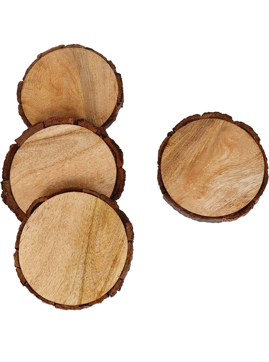 Handcrafted Natural Wood Drink Coasters Set of 4 - Premium Absorbent Protectors for Coffee Cups, Wine Glasses & Beverages - Perfect for Home Bars, Dining Tables & Office Desks