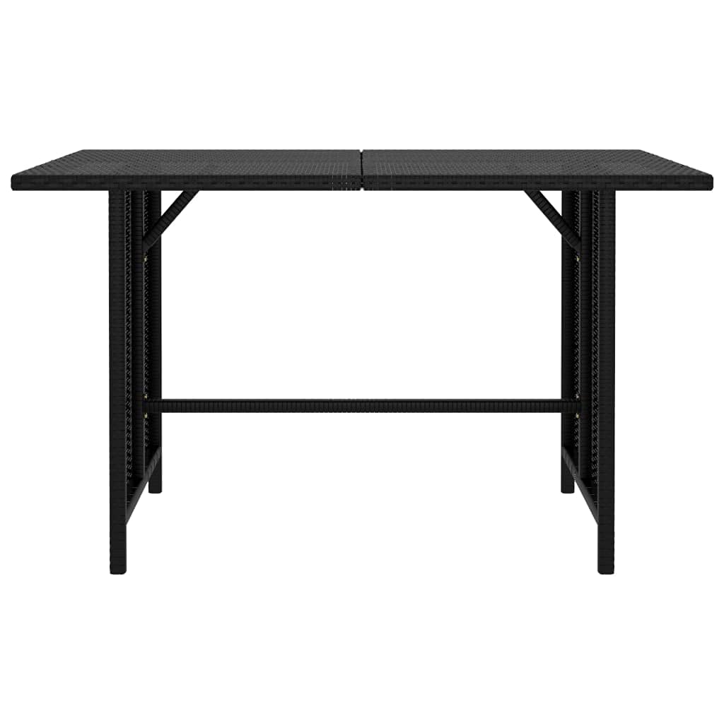 Weather-Resistant Black Poly Rattan Outdoor Dining Table Set 43.3