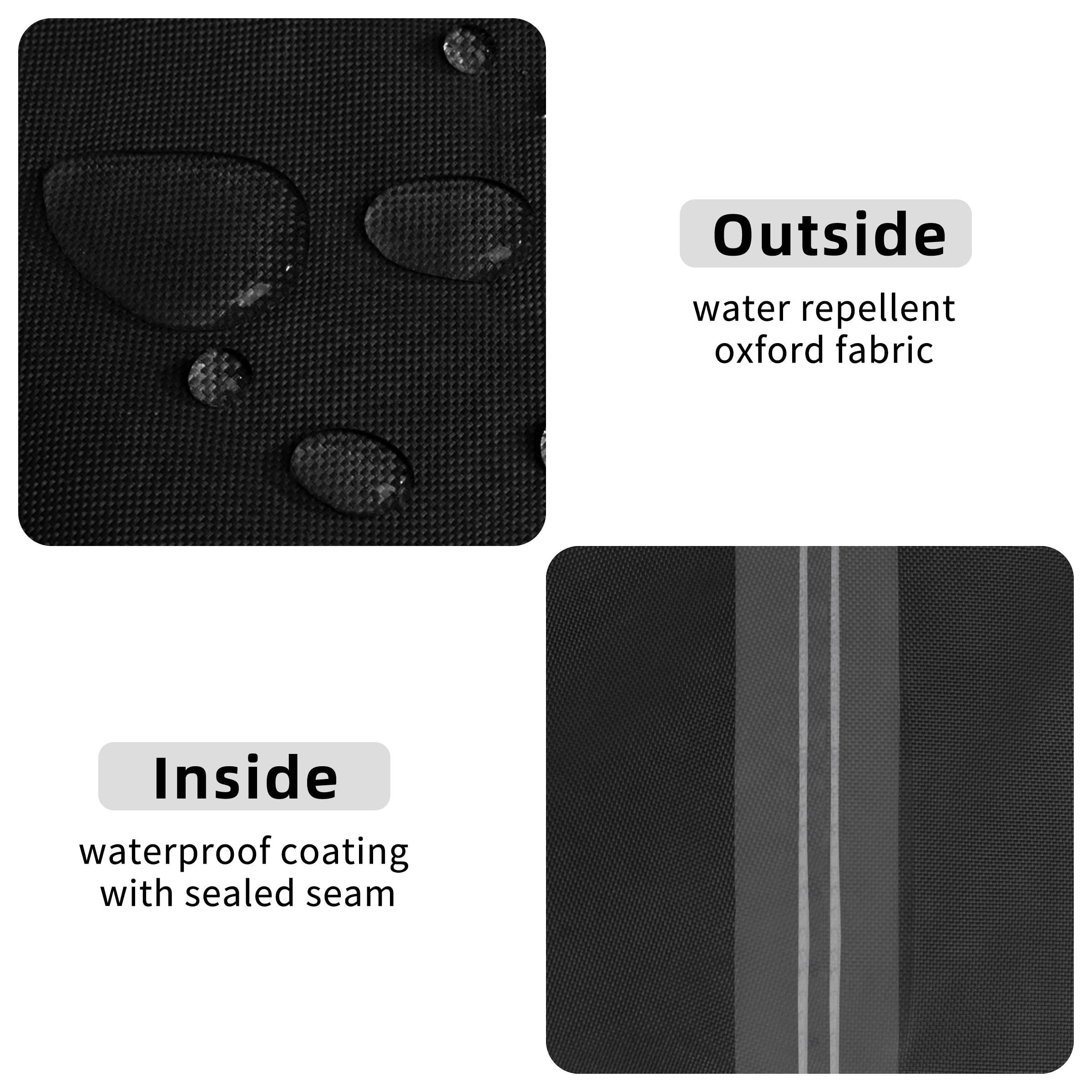 Waterproof Square Patio Ottoman Cover 25x25x17 Inch - Fade Resistant Outdoor Furniture Protector with Sealed Seams for Side Table, Deck & Garden Use - Durable Black Weatherproof Cushion Cover