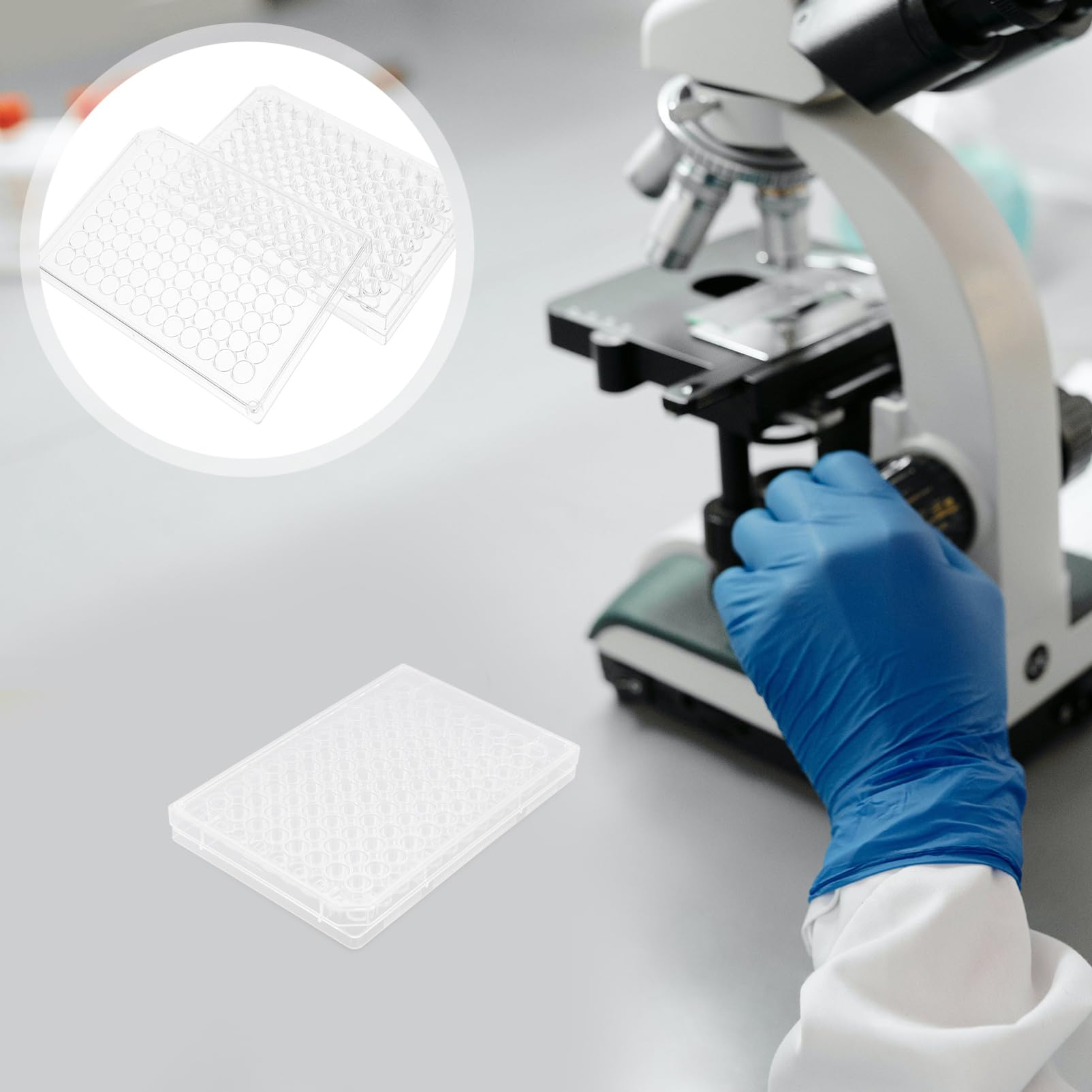 96-Well Tissue Culture Plate - 7mm Round Bottom Transparent Cell Culture Dish for Laboratory Experiments | Ideal for Cell Growth, Drug Screening & Chemical Reactions