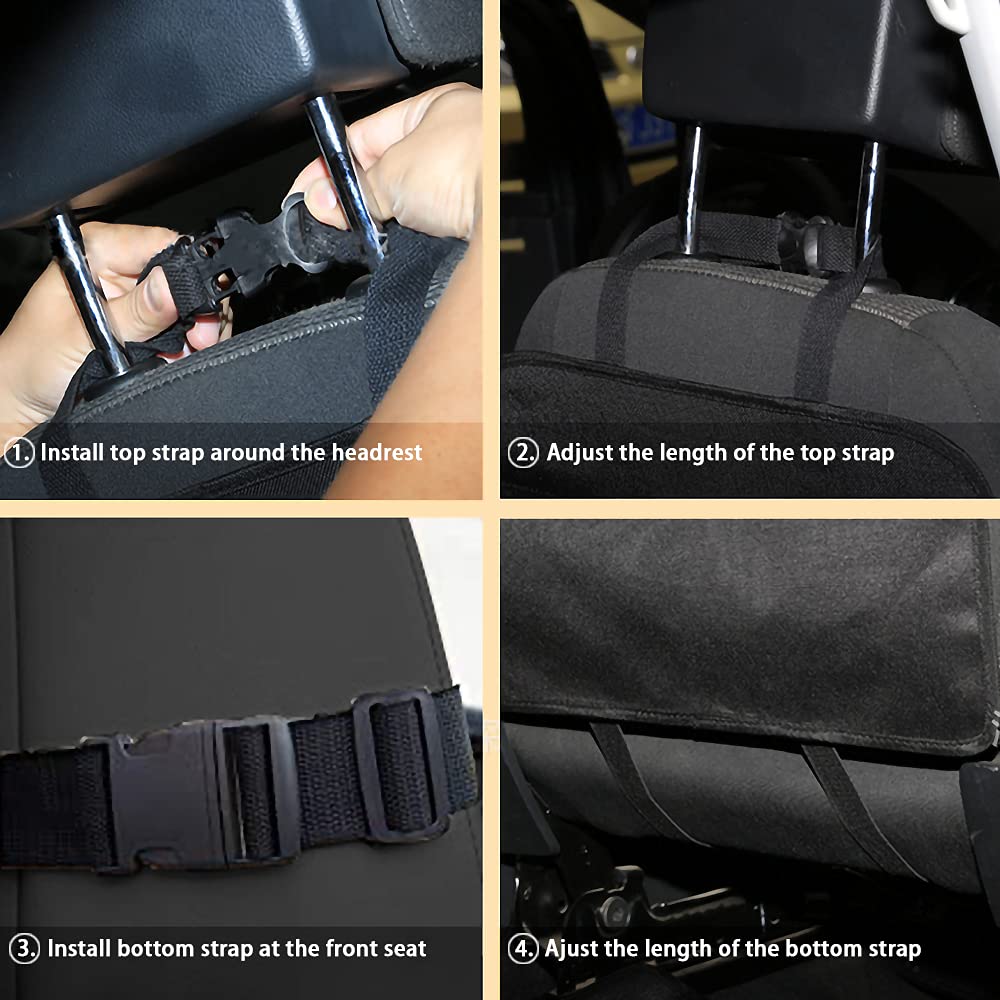 Car Backseat Organizer with 10-Inch Tablet Holder - 10-Pocket Kick Mats for Road Trips, Kids Snacks & Toys (2-Pack) | Perfect for Family Travel, Toddler Entertainment & Vehicle Organization