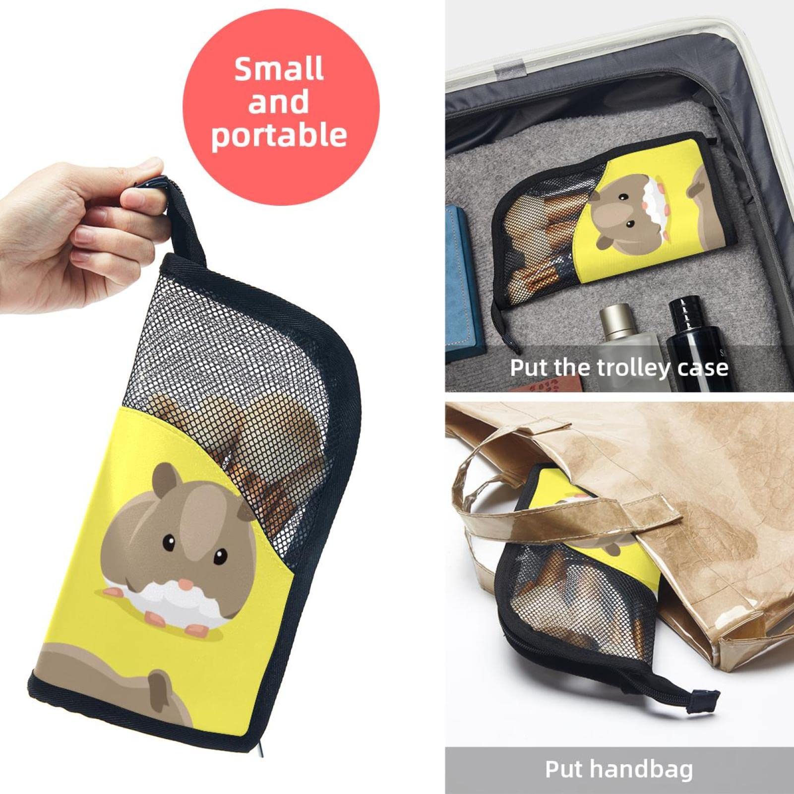 Portable Makeup Brush Organizer Bag with 12 Slots - Cute Hamster & Cartoon Animals Design - Travel Cosmetic Brush Holder Case for Makeup Artists & Beauty Lovers - Perfect for Home, Travel & Professional Use