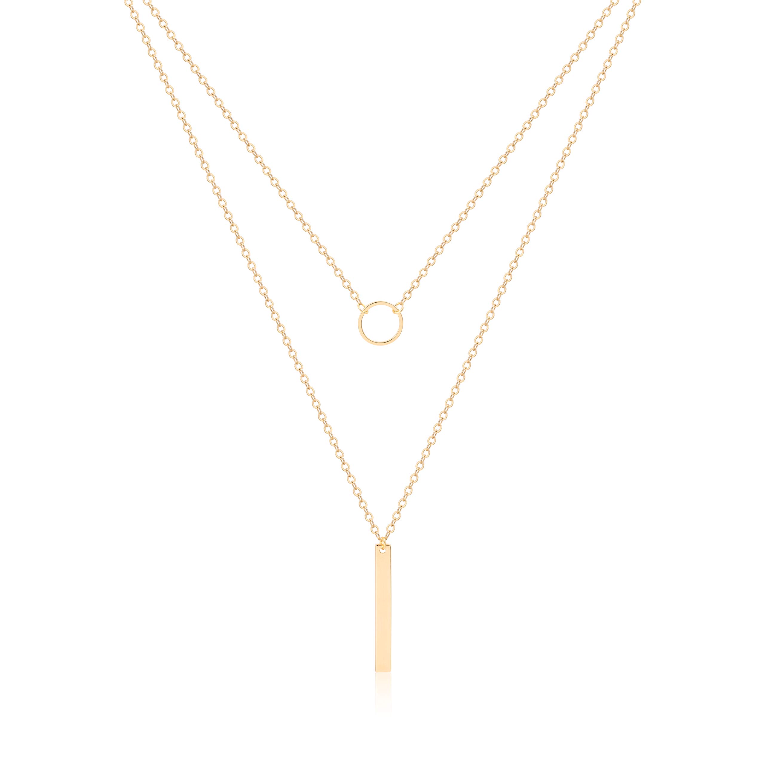 14K Gold Plated/Rose Gold/Silver Plated Handmade Layered Moon and Star Necklace for Women - Elegant Simple Jewelry for Everyday Wear, Date Night & Special Occasions