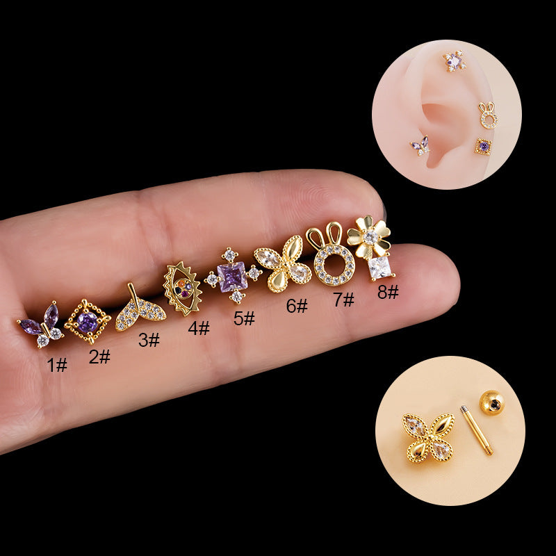 16G Evil Eyes Cartilage Stud Conch Piercing - Stainless Steel Tragus Helix Earrings for Women | HSPJ883 | Perfect for Daily Wear, Parties & Body Jewelry Collection