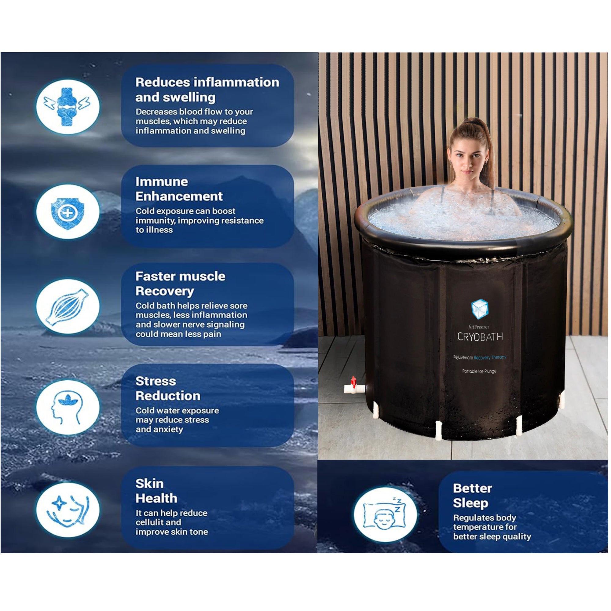 Fat Freezer CRYO BATH - Cold Therapy for Muscle Recovery & Pain Relief - Post-Workout, Injury Rehabilitation & Athletic Performance Enhancement