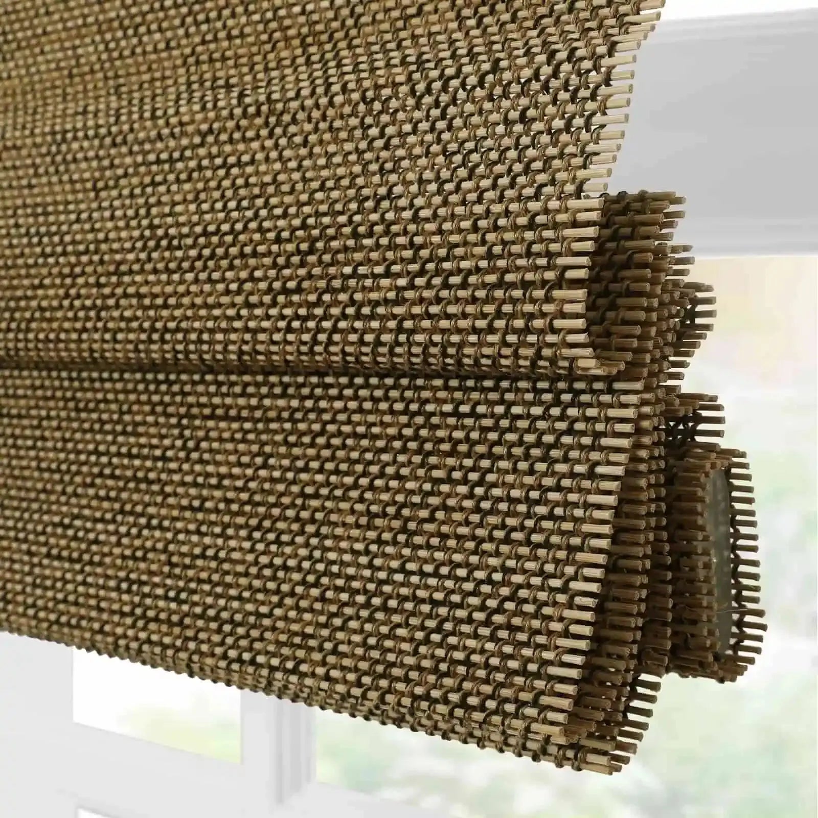 Rae Natural Ramie Bamboo Woven Shades - Series P | Eco-Friendly Window Coverings for Living Room, Bedroom & Patio | Light Filtering & UV Protection