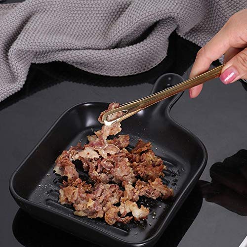 5-Pack Rose Gold Stainless Steel Food Serving Tongs - Kitchen Cooking & BBQ Grilling Utensils for Salad, Bread, Pastry, Meat (Perfect for Parties, Picnics, Restaurants)