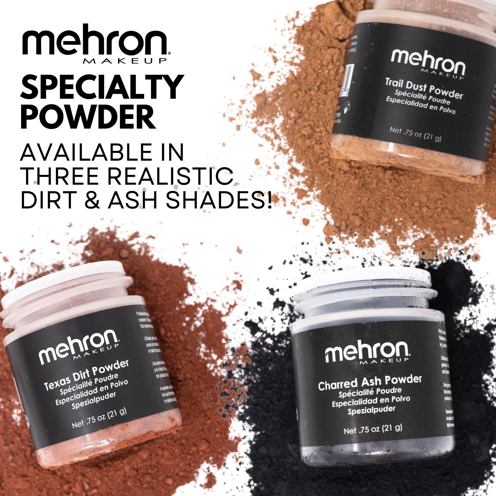 Mehron Makeup Special FX Powder - 2.8 oz Charred Ash for Halloween, Cosplay & Theater Makeup Effects