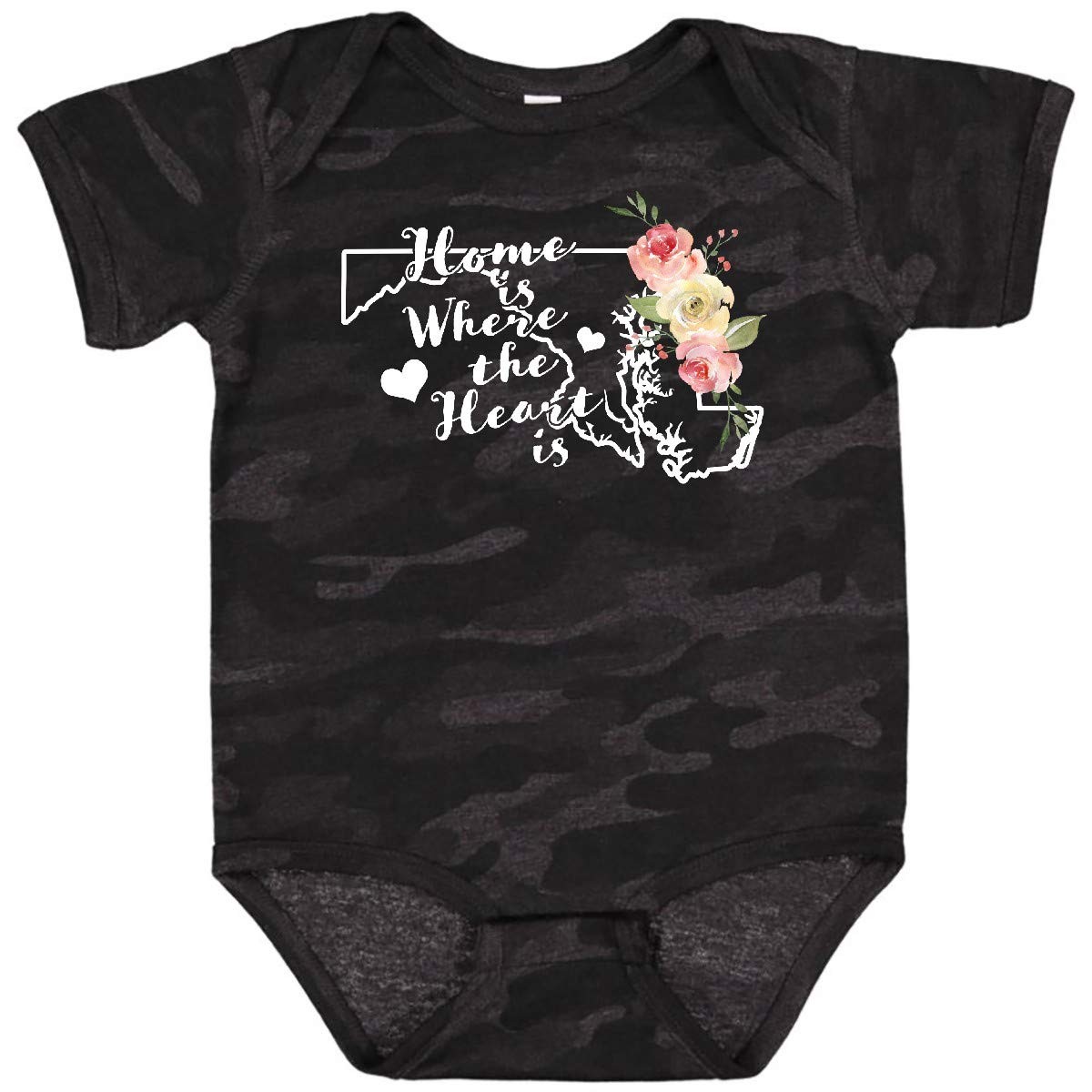 Inktastic Maryland Home is Where The Heart is Watercolor Baby Bodysuit - Soft Cotton Infant Onesie for Newborns, Gifts & Family Photos