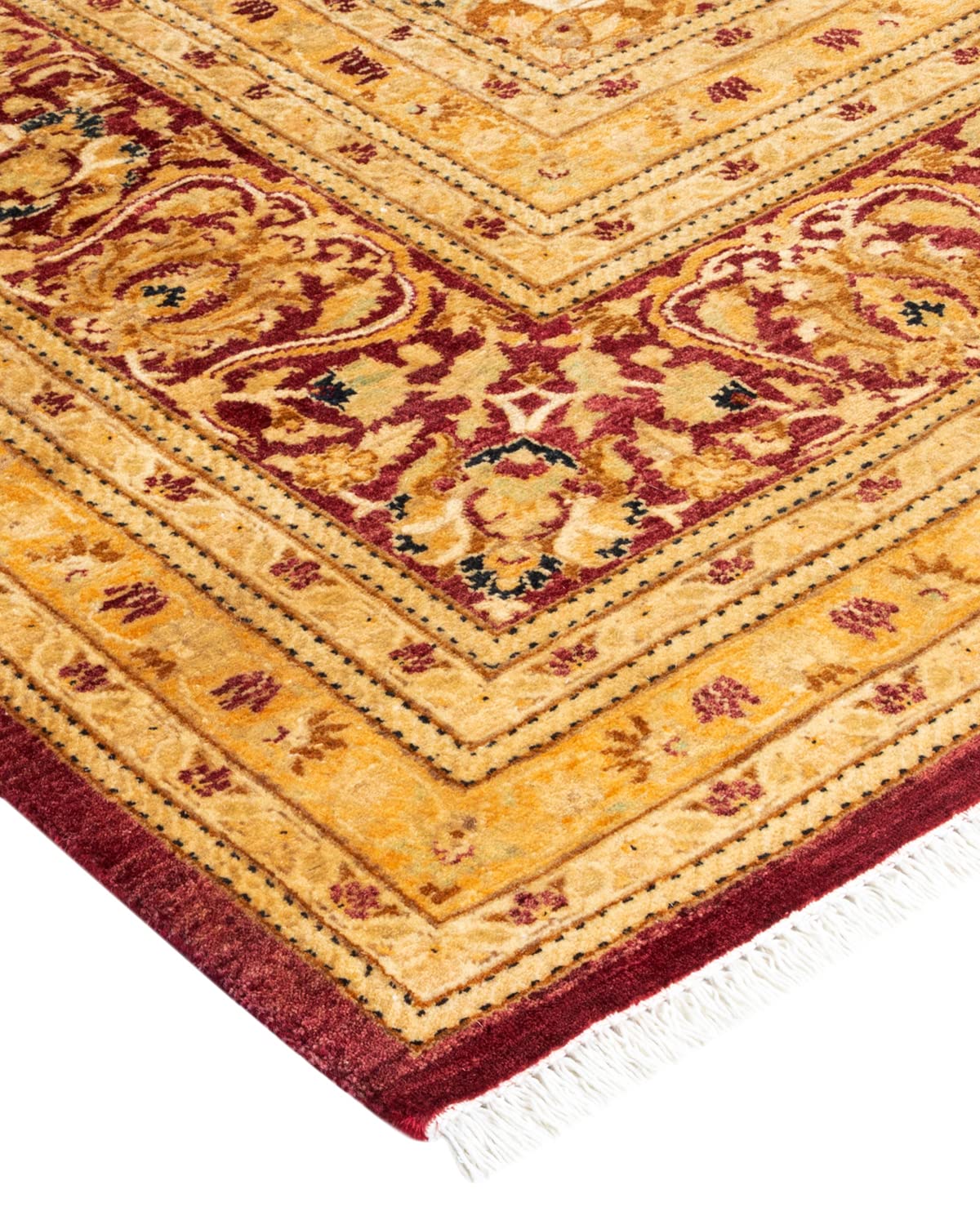 Handmade Wool Oriental Mogul Red 6x9 Area Rug - Traditional Hand-Knotted One-of-a-Kind Solo Rugs for Living Room, Bedroom & Home Decor