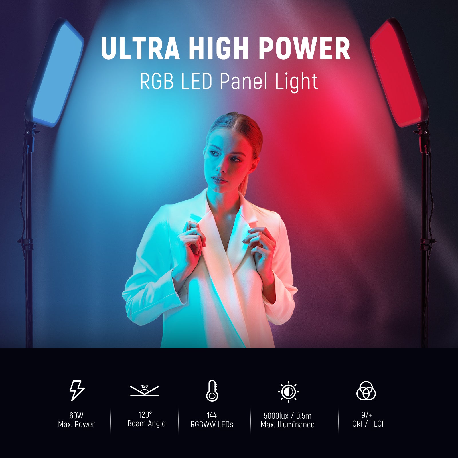 Neewer RGB168 18.3 Inch LED Panel Video Light - Dimmable Bi-Color Lighting for YouTube Videos, Photography Studio, Live Streaming & Video Production