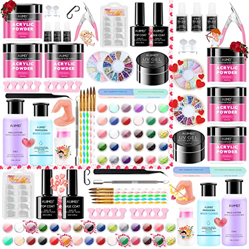 AIJIMEI Professional Acrylic Nail Kit Set with Powder & Liquid - Complete DIY Manicure Starter Kit for Beginners | Salon-Quality Nail Extensions, French Tips & Nail Art Designs | Perfect for Home Use, Beauty Salons & Gift Giving