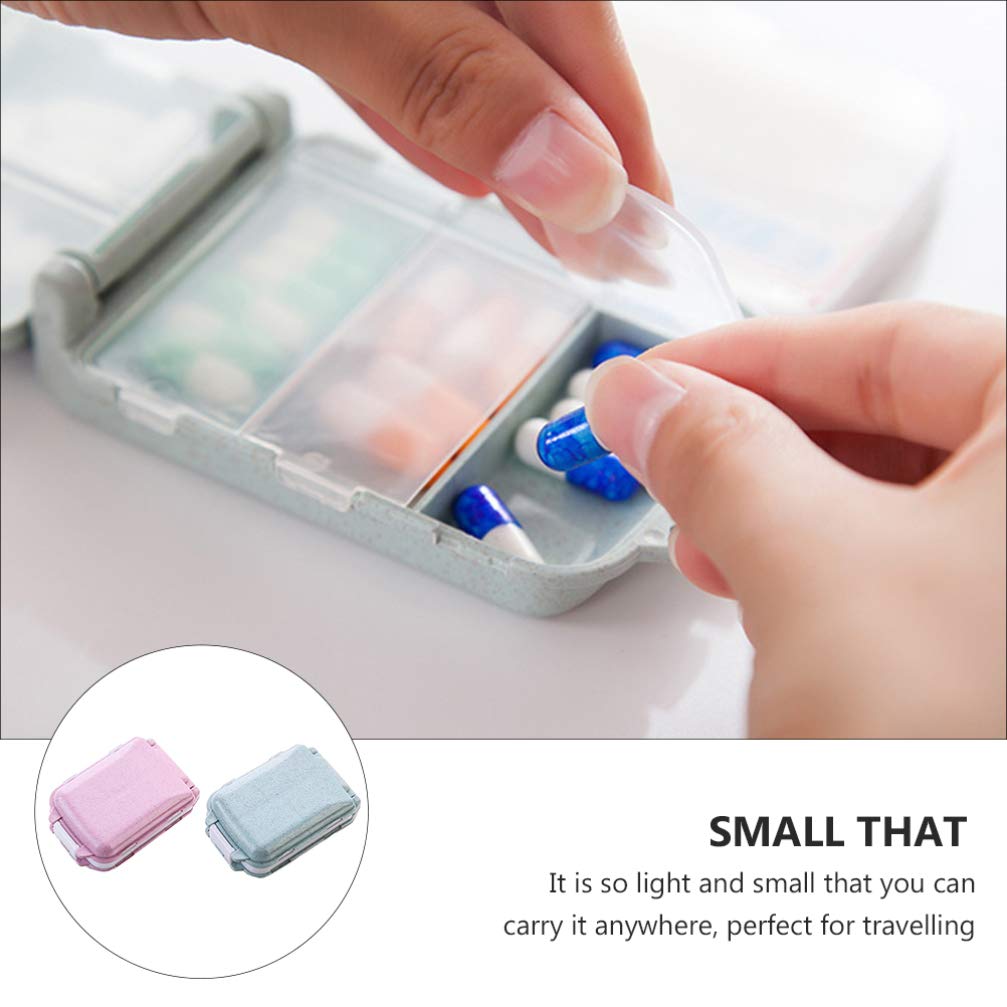 2 Pack Plastic Pill Organizer Travel Medicine Case - Portable Pill Box Storage Container for Daily Medication, Vitamins & Supplements - Perfect for Home, Office, Travel & Emergency Kits