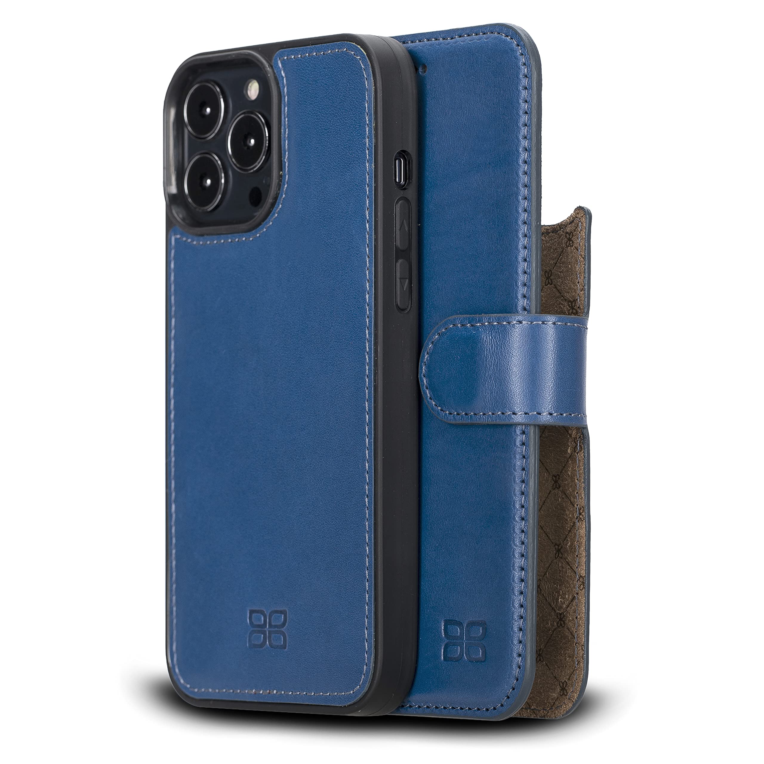 BOULETTA iPhone 13 Pro Max Wallet Case with Magsafe - Genuine Leather Magnetic Detachable Folio Case with RFID Protection, Card Holder & Kickstand for 6.7