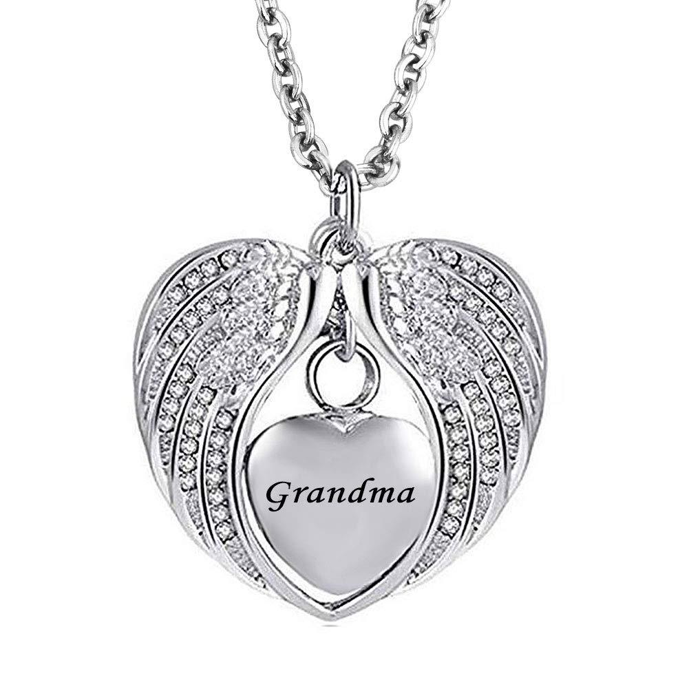 Stainless Steel Heart Urn Pendant for Ashes - Angel Wing Cremation Memorial Jewelry Keepsake - Perfect for Honoring Loved Ones at Memorials & Special Occasions