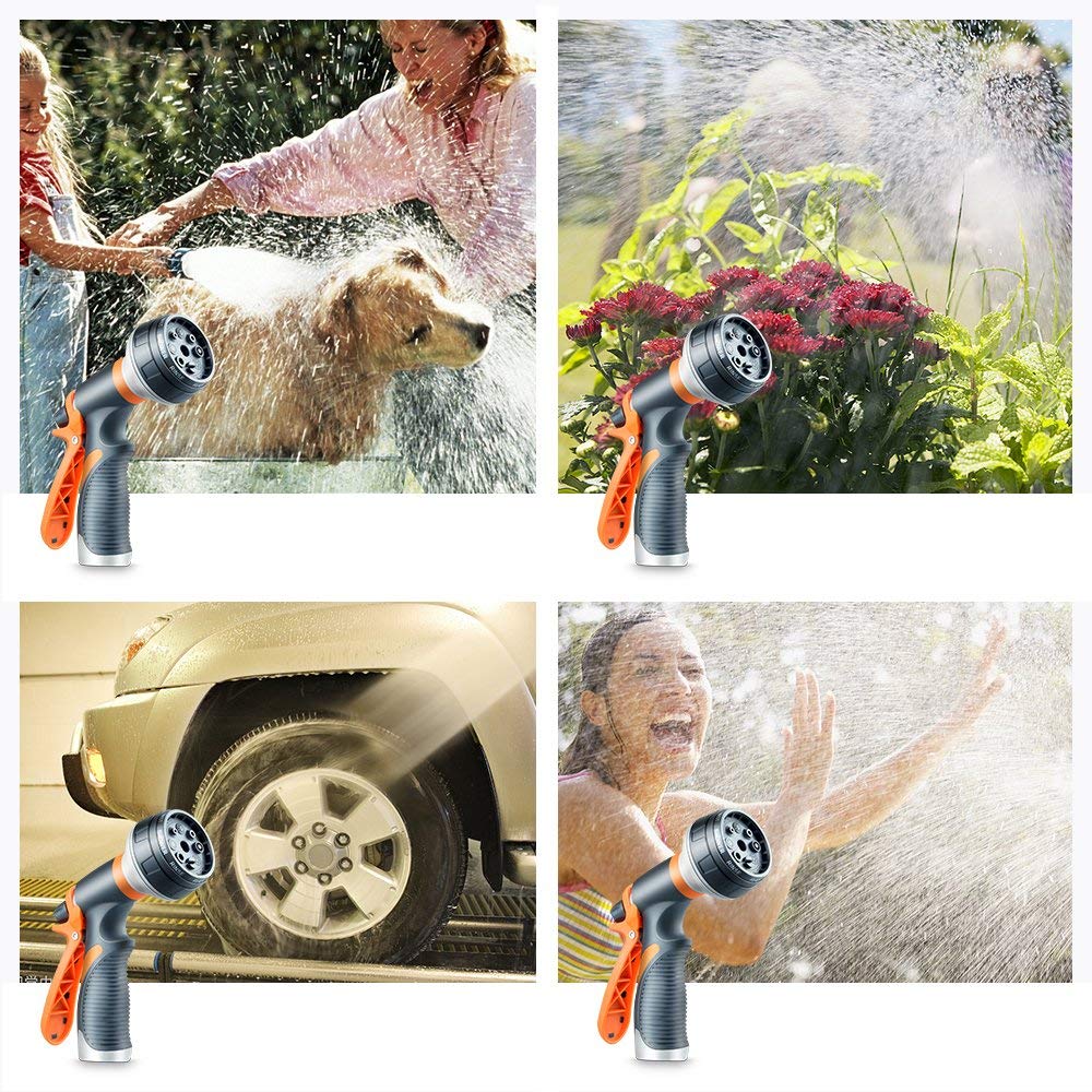 Heavy Duty Garden Hose Nozzle with 8 Adjustable Spray Patterns - High Pressure Water Nozzle for Gardening, Car Washing, Pet Bathing & Outdoor Cleaning | Perfect for Lawn Care, Plant Watering and Household Use