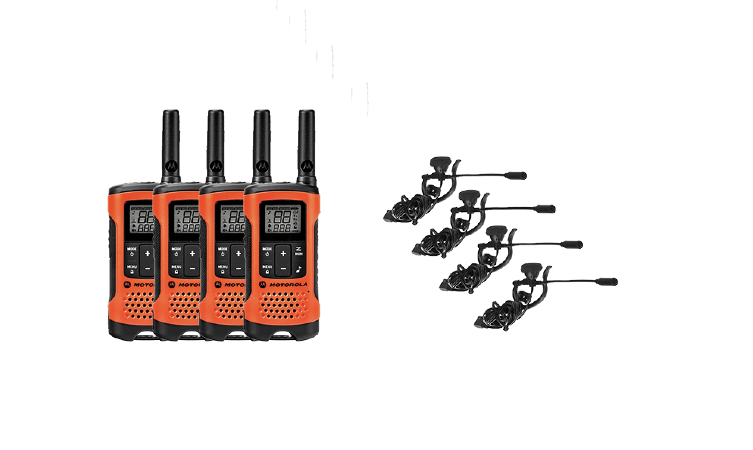 Motorola Talkabout T265 Rechargeable Two-Way Radios with PTT Headset - 4 Pack Walkie Talkies for Outdoor Adventures, Camping, Hiking & Emergency Communication