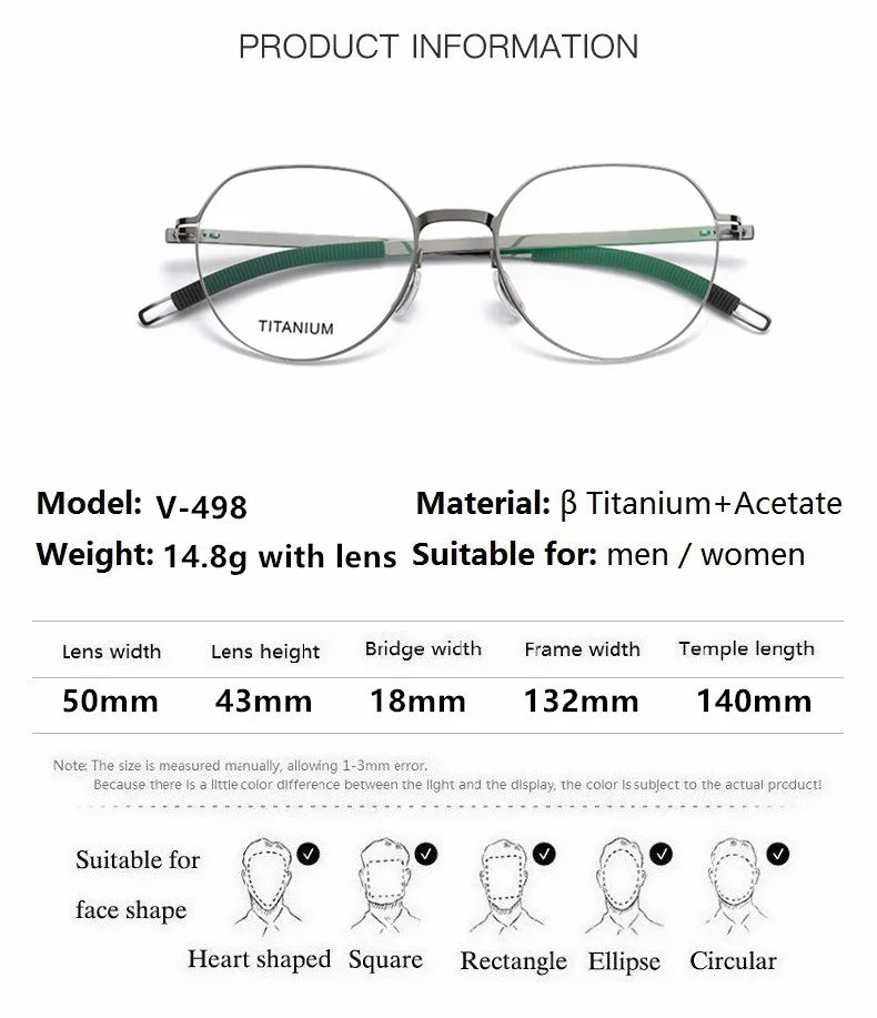 Aimee Women's Full Rim Oval Screwless Titanium Eyeglasses Frame 44985 - Lightweight & Durable for Work, Reading & Fashion