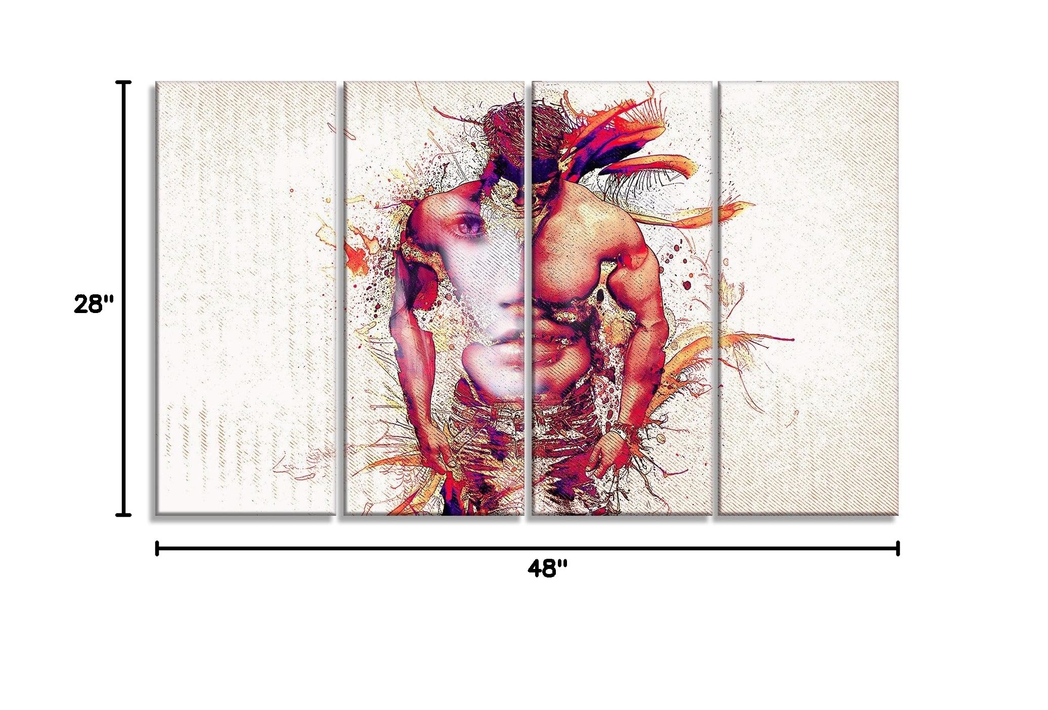 Designart In My Heart Sensual Metal Wall Art - MT2930 - 48x28 Inches - 4 Panel Modern Abstract Wall Decor for Living Room, Bedroom & Office