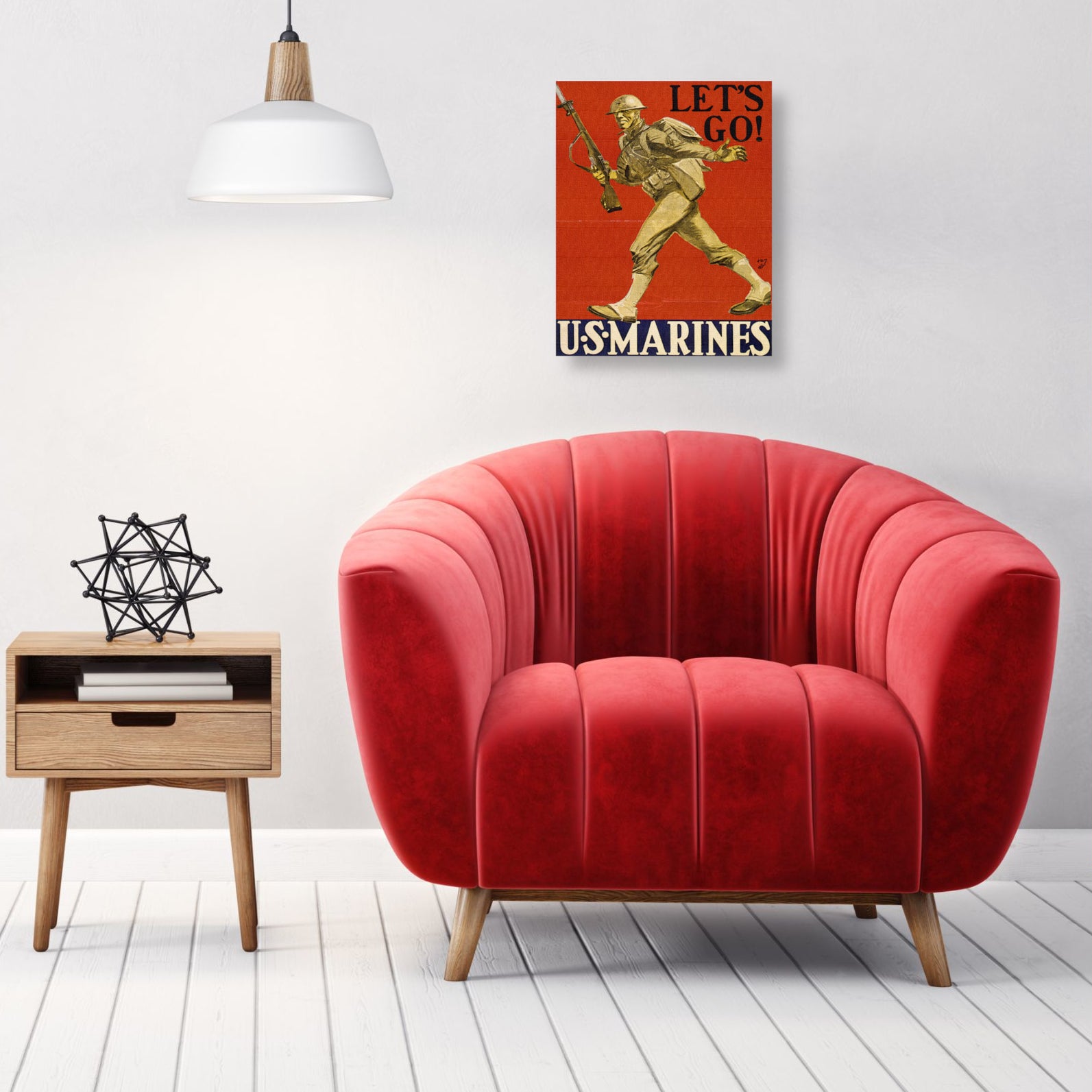 Let's Go! U.S. Marines Canvas Wall Art - Patriotic Military Decor for Home, Office & Man Cave