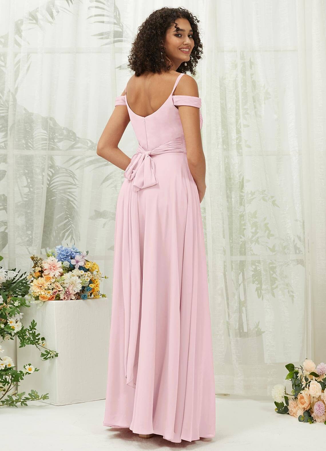 Sweetheart Neckline Chiffon Bridesmaid Dress with Pockets - Convertible Strap Design for Weddings, Parties & Special Occasions