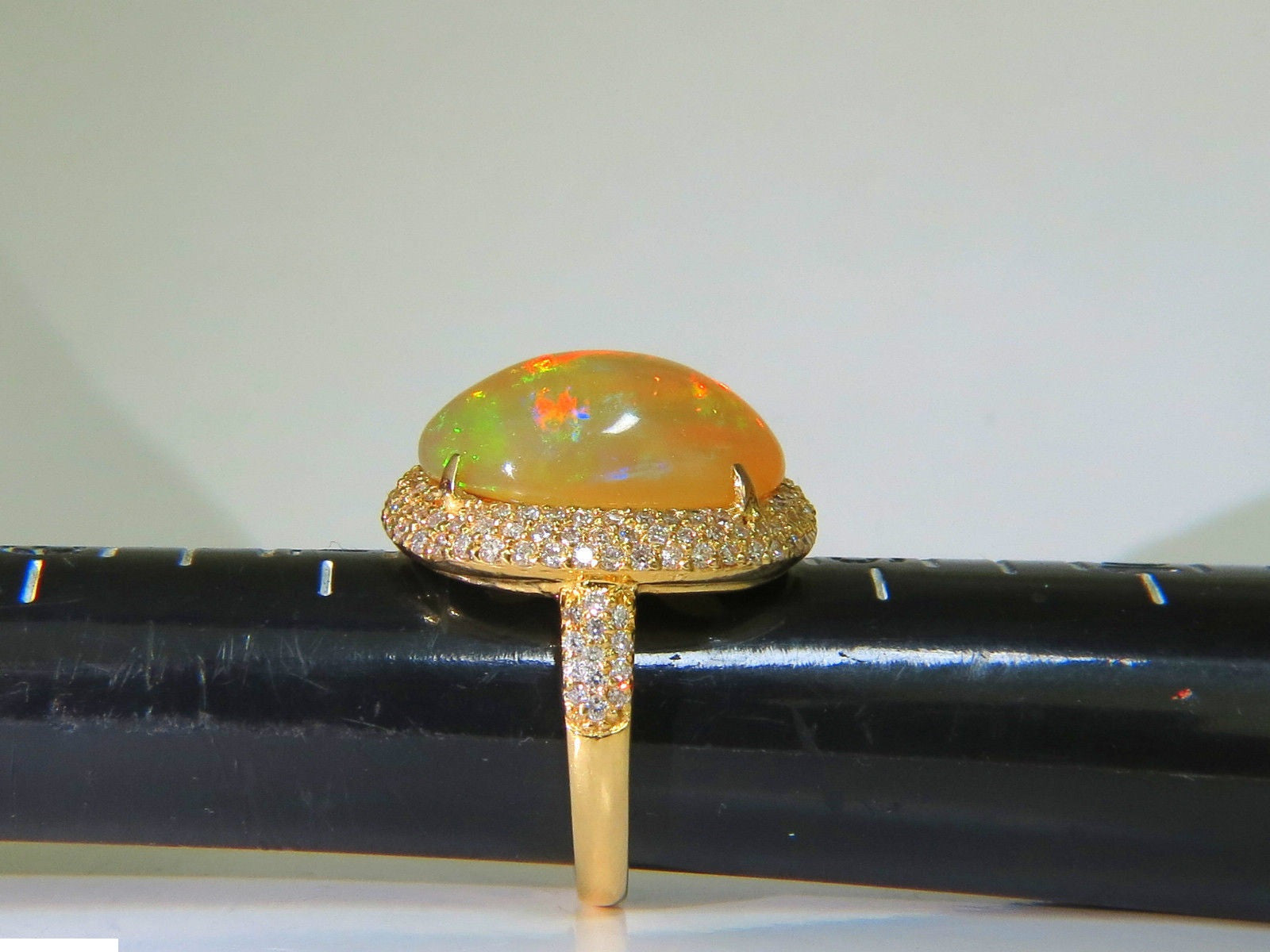 11.36CT Natural Holographic Opal Diamond Ring in 14KT Gold - Rare & Unique Engagement, Wedding, or Gift Jewelry for Women