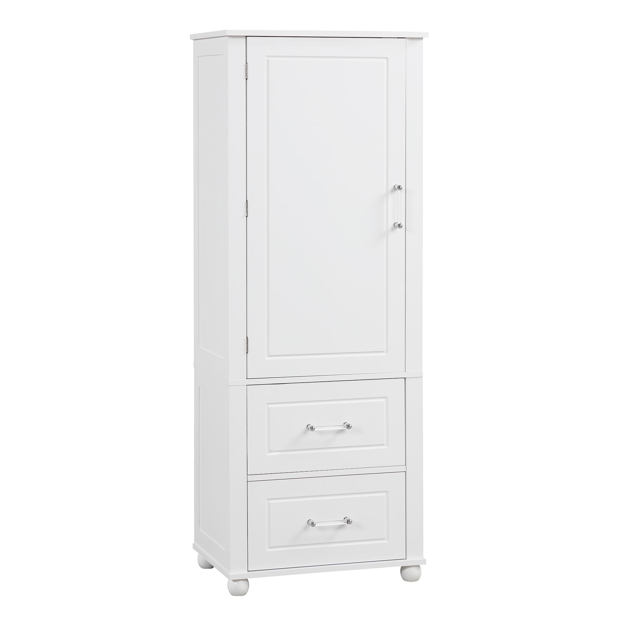LZ LEISURE ZONE Tall Bathroom Storage Cabinet with 2 Drawers & Adjustable Shelf - Freestanding Bathroom Organizer for Home, Kitchen, Living Room - Anti-Tip Design, White - Perfect for Small Space Organization & Bathroom Essentials Storage