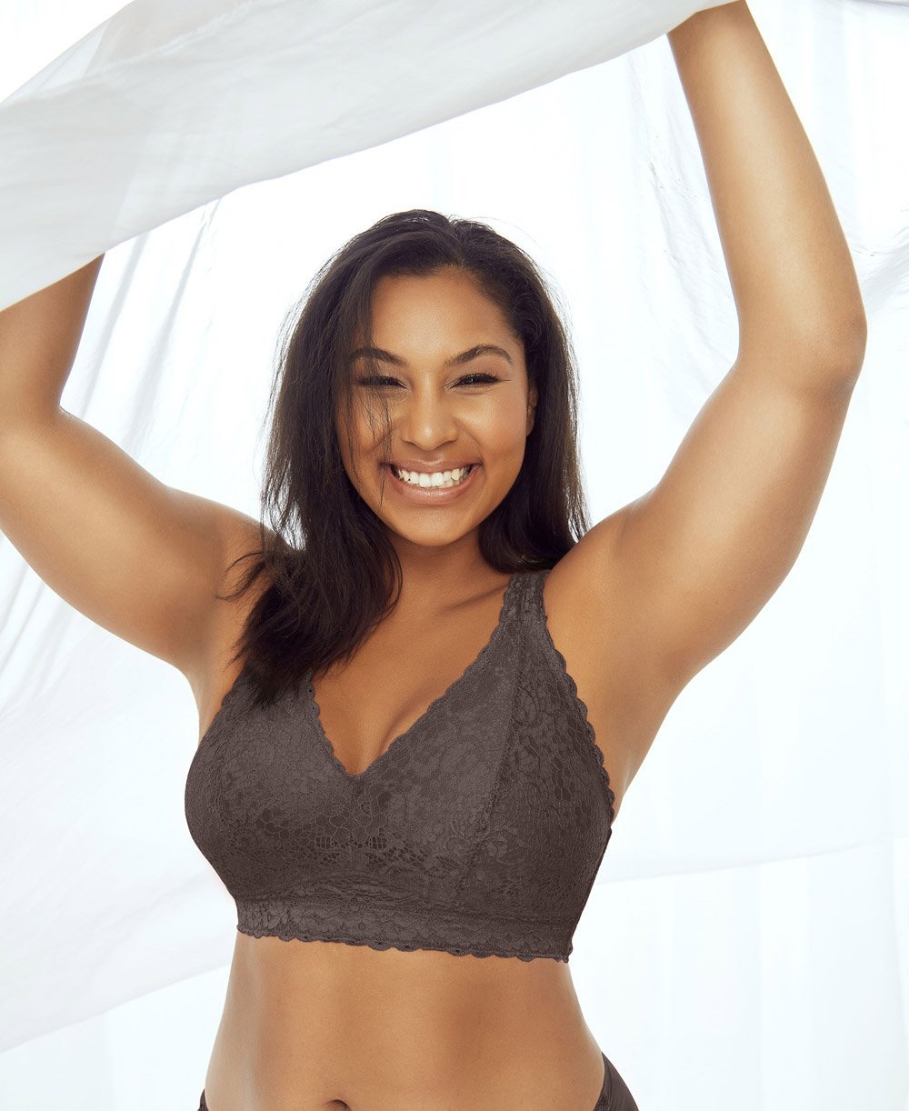 Parfait Adriana Wire Free Lace Bralette in Deep Nude - Comfortable Wireless Bra for Everyday Wear, Yoga & Lounge