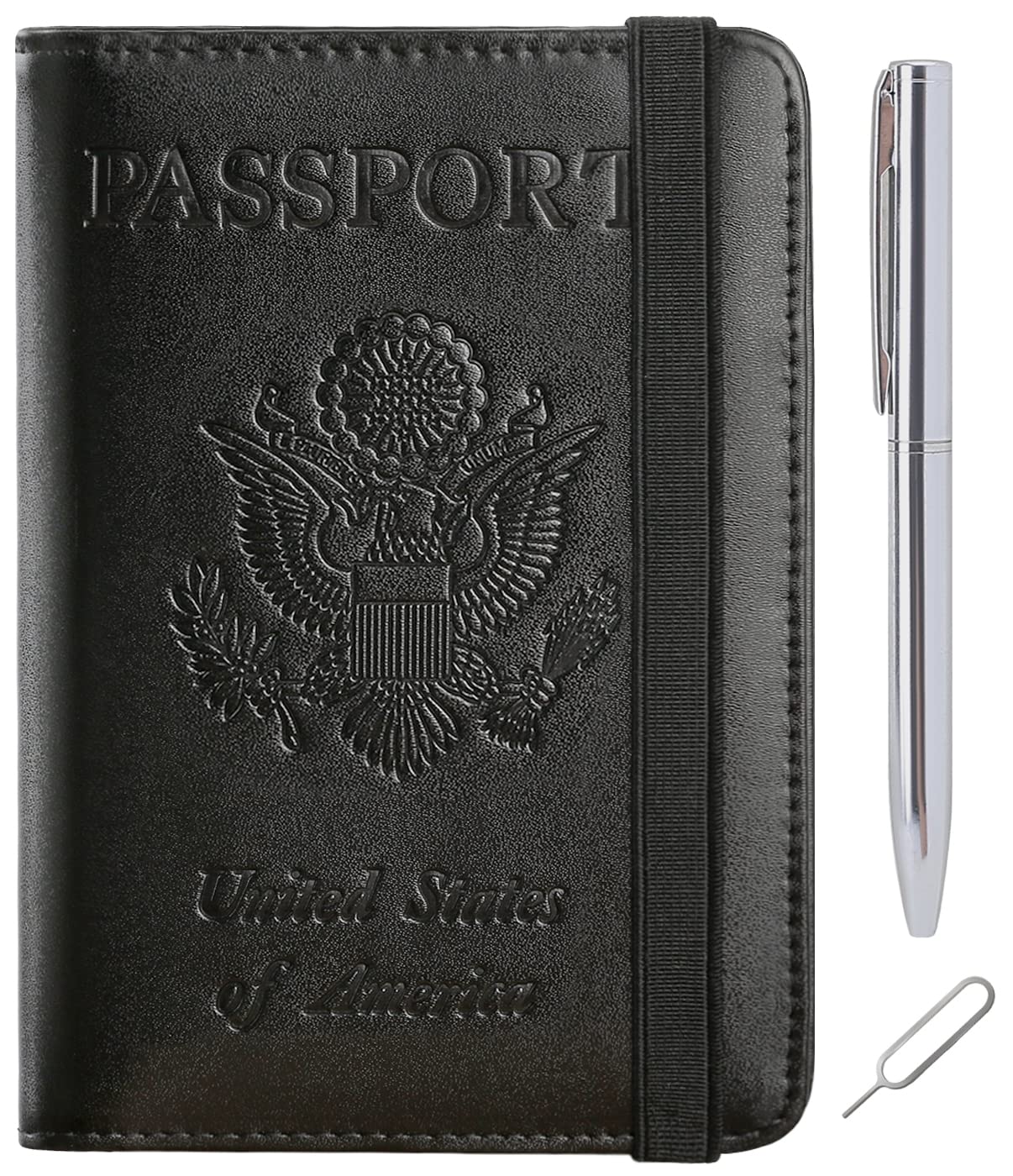Premium RFID Blocking Leather Passport Holder & Travel Wallet - Secure Card Case for Women & Men - Essential Travel Accessories for International Trips (Black) - Perfect for Airports, Vacations & Business Travel