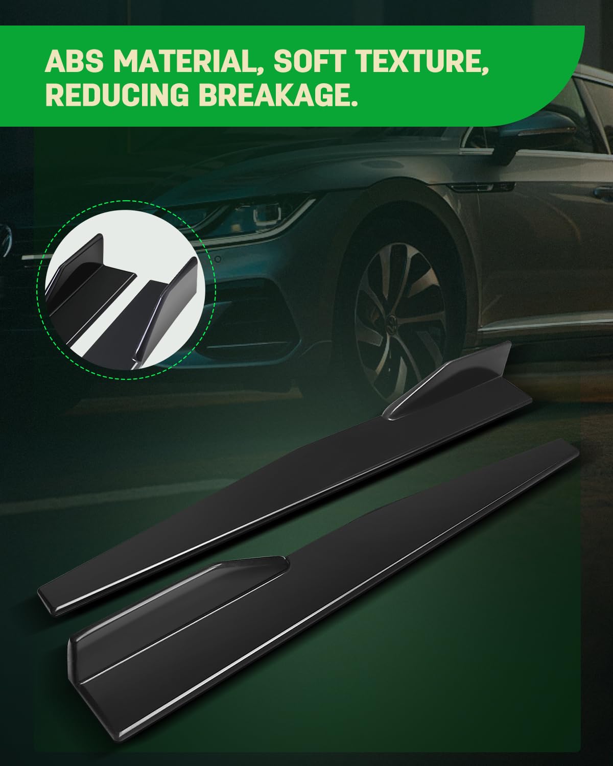 SCITOO Universal Black Side Skirt Rocker Splitters Diffuser Winglet Wind 47.24