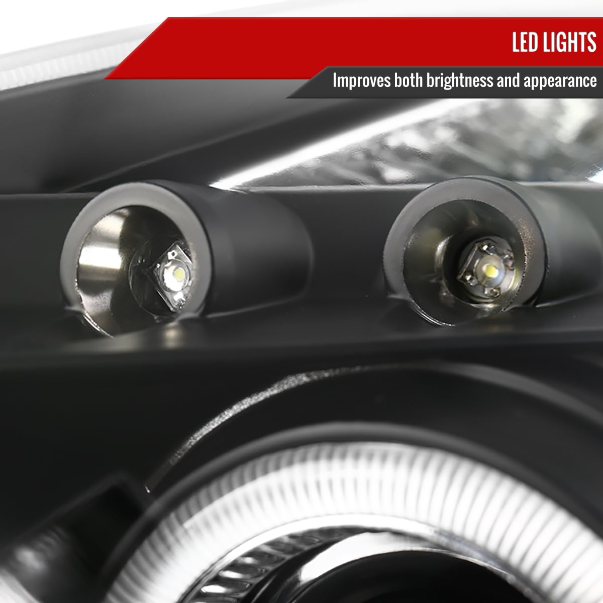 00-05 Toyota Celica GT GTS Black LED Halo Projector Headlights - High Performance Replacement Headlamps with Angel Eyes for Night Driving & Custom Car Styling