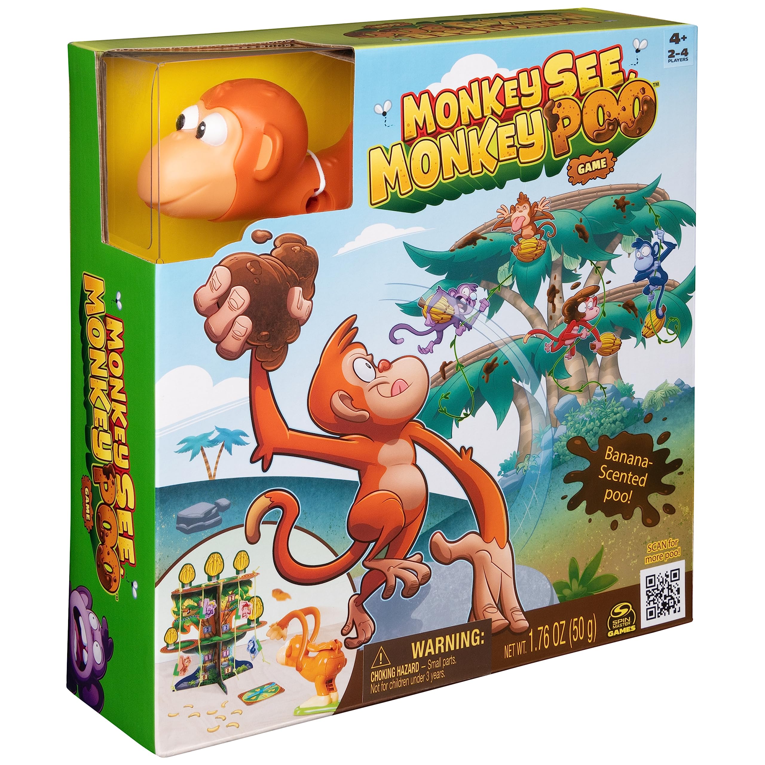 Spin Master Monkey See Monkey Poo Kids Board Game - Interactive Family Game with Banana-Scented Squishy Dough, Fun Sensory Toy for 2-4 Players Ages 4+ - Perfect for Birthday Parties & Family Game Nights
