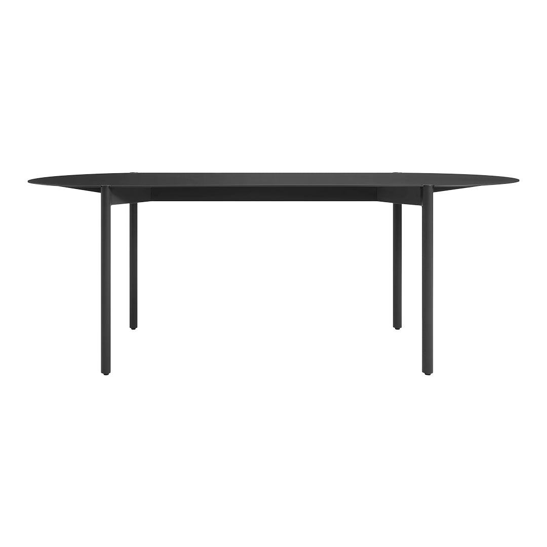 Modern Capsule Shape Dining Table - Round Glass Top with Sturdy Metal Base - Perfect for Small Spaces, Apartments, and Contemporary Dining Rooms