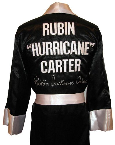 Authentic Rubin 'Hurricane' Carter Signed Boxing Robe - Rare Autographed Memorabilia for Boxing Fans & Collectors - Perfect for Man Cave, Sports Bar, or Boxing Gym Decor