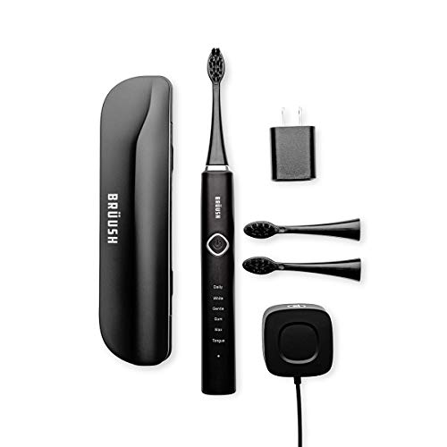 BRUUSH Electric Toothbrush Set with 3 Replacement Heads - Premium Sonic Toothbrush for Adults, Black | Perfect for Travel, Home & Daily Oral Care Routine