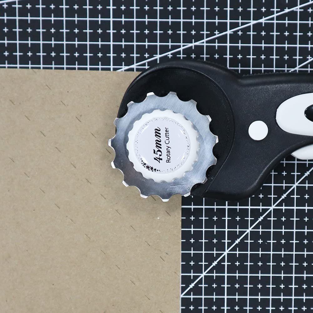 Headley Tools 45mm Rotary Crochet Edge Skip Blades - Pack of 5 (45MM Skip, 15 Teeth) with Storage Case - Compatible with Olfa & Fiskars Cutters - Perfect for Fabric Cutting, Quilting, and DIY Craft Projects